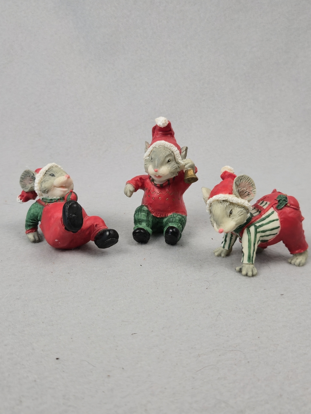 Vintage 1993 Dezine Christmas Mouse Figurines Set of 3 Resin Holiday Mice
